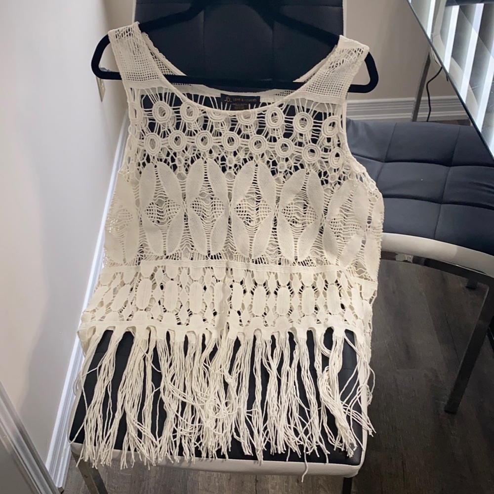 Off white almost white crochet top